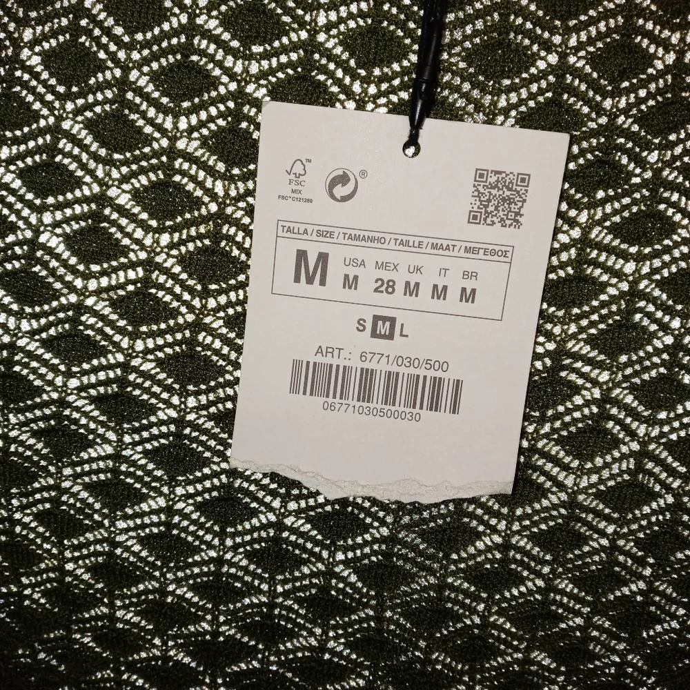 Zara Olive Green Open-Knit Crop Top